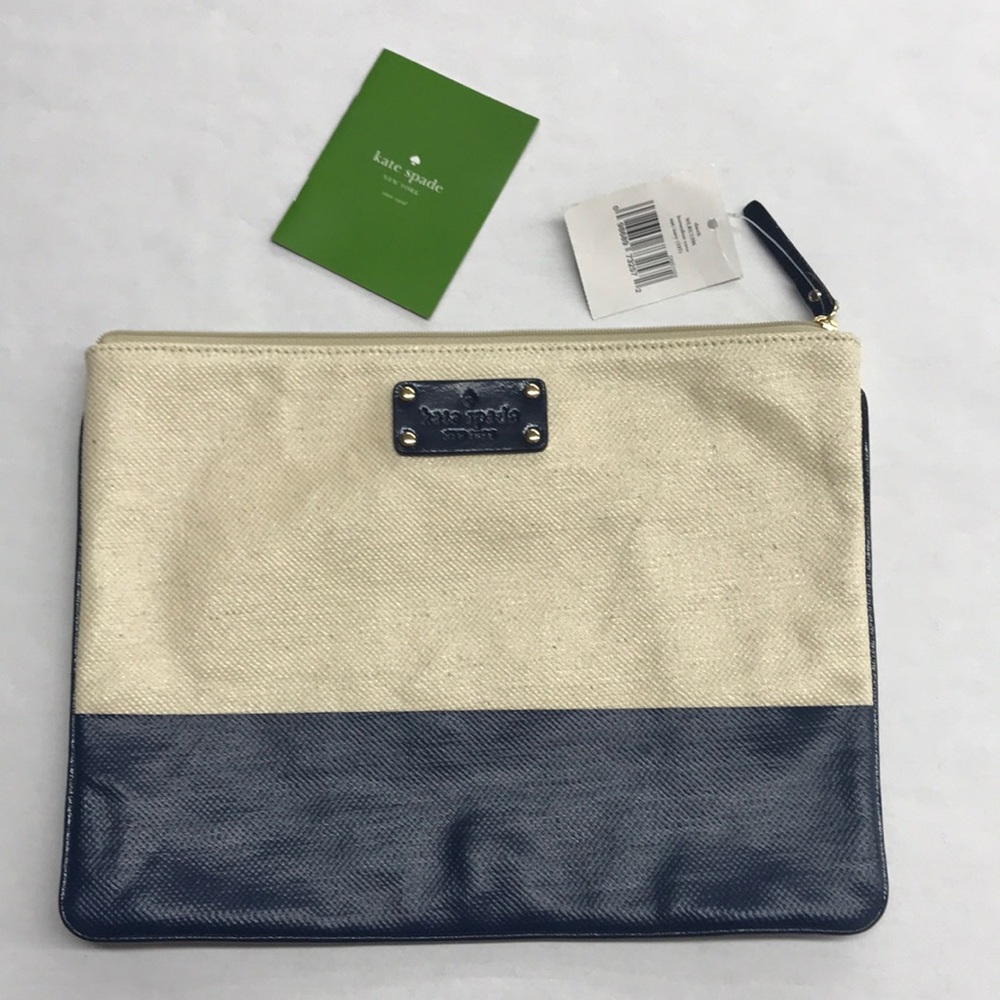 Vintage Kate Spade NewYork Navy Canvas Pouch Cosmetic Clutch,New never been worn